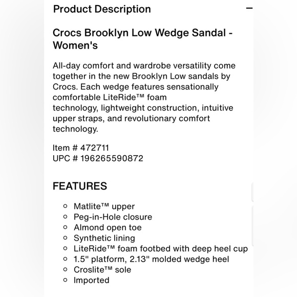 CROCS Brooklyn Low Wedge LiteRide Women's Platform Sandals Lk New! Sz 10 - Picture 5 of 5